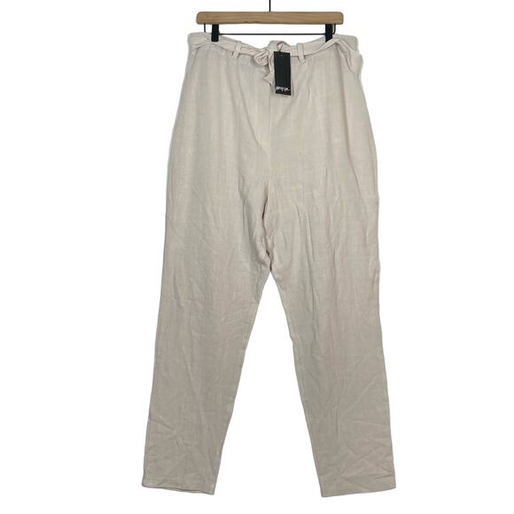 NEW Nasty Gal Tie to Behave Linen Pants Plus Size 16 Beige Cream Light Summer - Picture 2 of 9